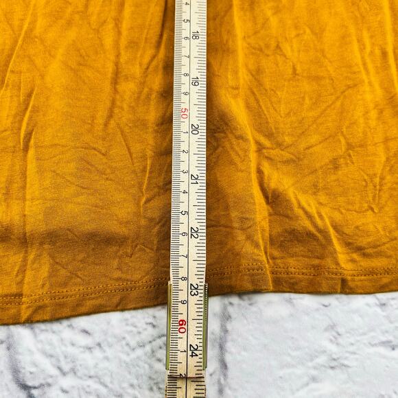 LOFT‎ Women's Short Sleeve Lace Shirt Blouse Small Yellow Mustard Round Neck - Picture 7 of 8